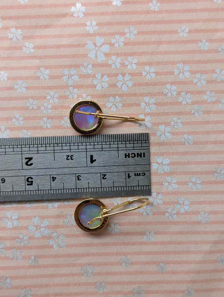 Aurora Opal Gold Plated Kidney Hook Earrings