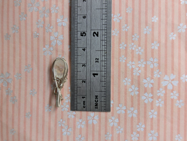 Rainbow Moonstone Wire Wrapped Mini Pendant in Sterling Silver