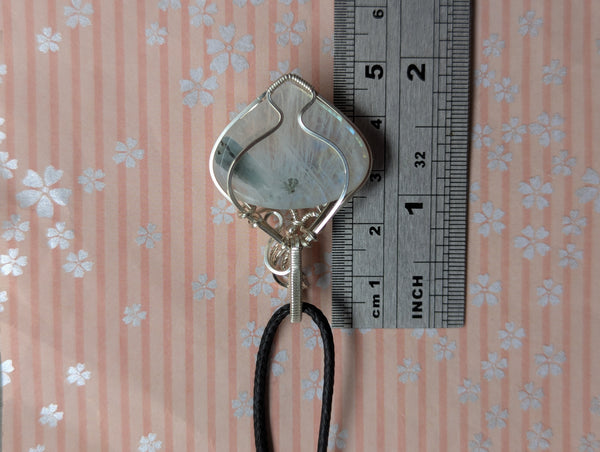 Rainbow Moonstone Wire Wrapped Pendant in Sterling Silver