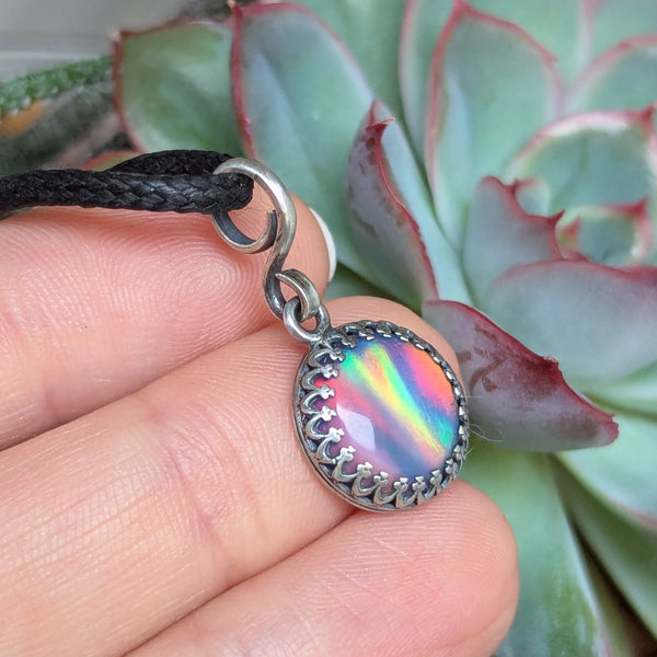 Aurora Opal Mini Pendant in Oxidized Sterling Silver