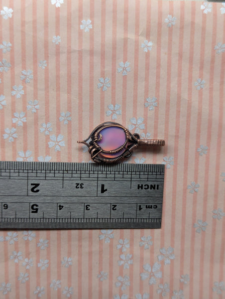 Aurora Opal Wire Wrapped Oxidized Copper Mini Pendant