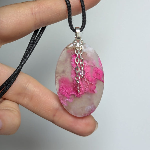 Dyed Pink Agate Silver Plated Pendant