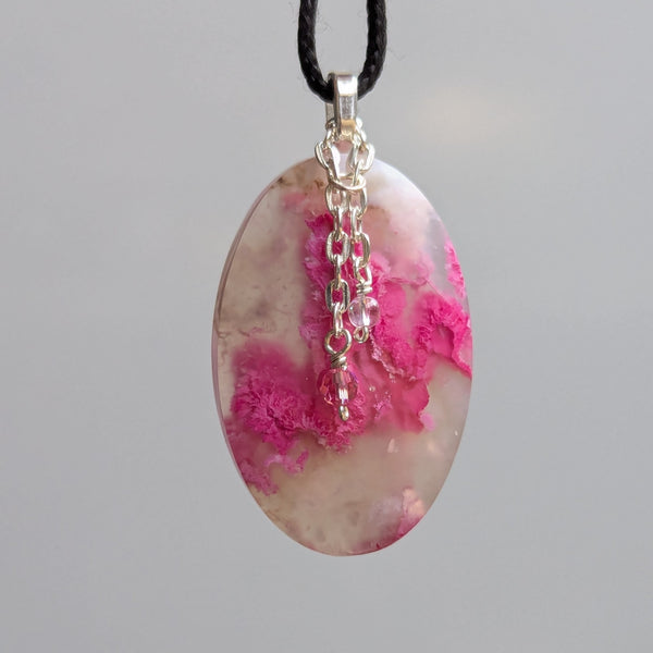 Dyed Pink Agate Silver Plated Pendant