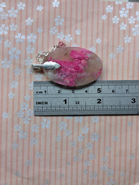 Dyed Pink Agate Silver Plated Pendant