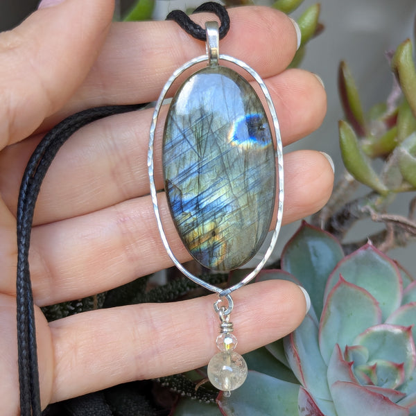 Labradorite Silver Plated Pendant