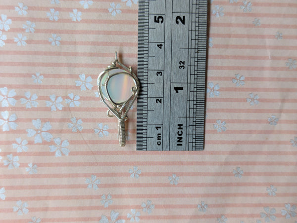 Aurora Opal Wire Wrapped Mini Pendant in Sterling Silver