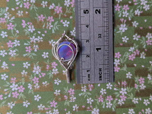 Aurora Opal Wire Wrapped Mini Pendant in Sterling Silver