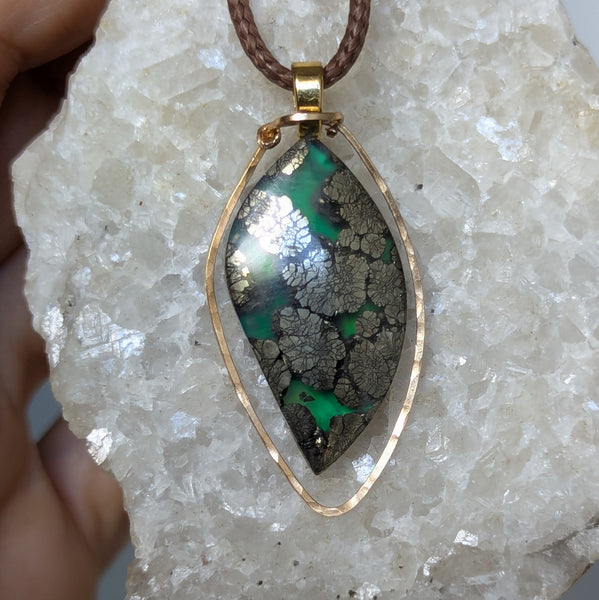 Plume Marcasite Gold/Bronze Pendant