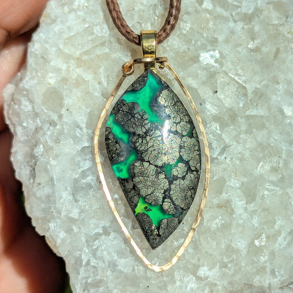 Plume Marcasite Gold/Bronze Pendant