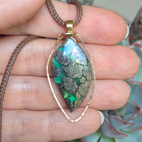 Plume Marcasite Gold/Bronze Pendant