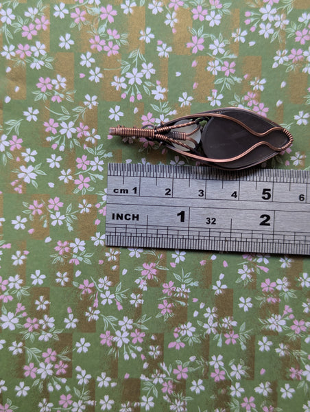 Grey Moonstone & Silky Moonstone Wire Wrapped Oxidized Copper Vase Pendant