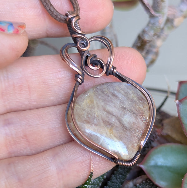 Belomorite Wire Wrapped Oxidized Copper Pendant