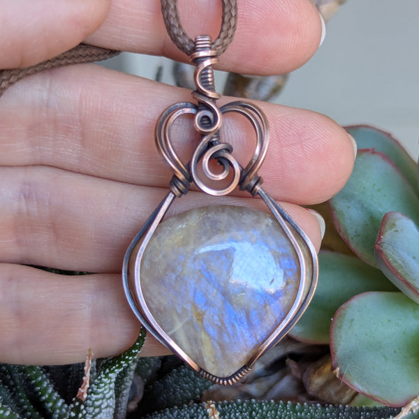 Belomorite Wire Wrapped Oxidized Copper Pendant