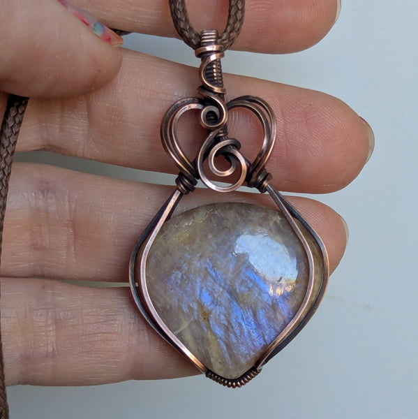 Belomorite Wire Wrapped Oxidized Copper Pendant