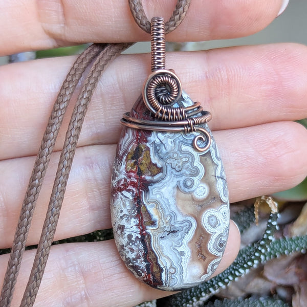 Ocean Jasper Wire Wrapped Pendant in Oxidized Copper