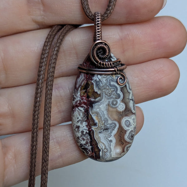 Ocean Jasper Wire Wrapped Pendant in Oxidized Copper