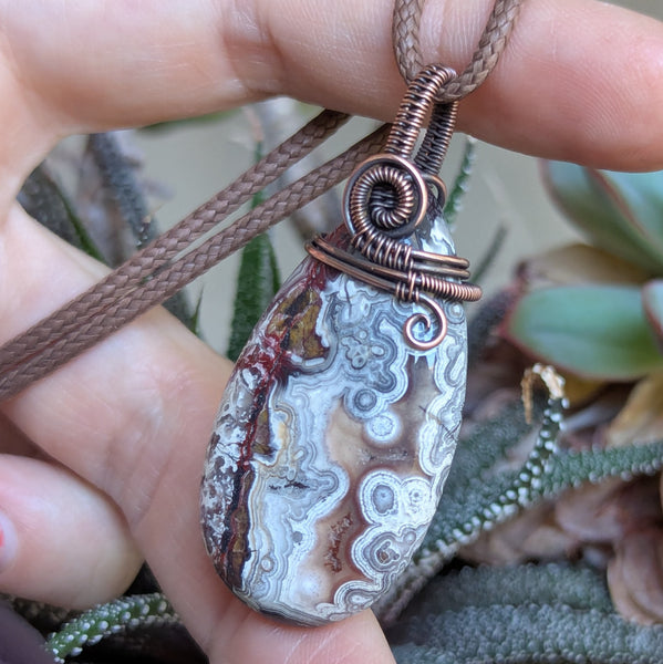 Ocean Jasper Wire Wrapped Pendant in Oxidized Copper