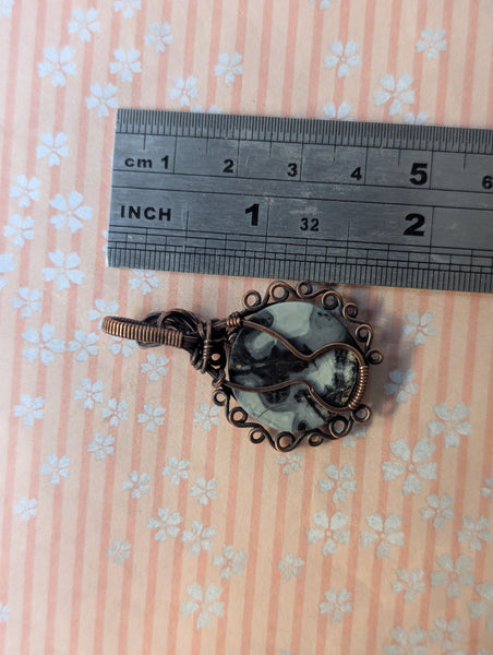 Maligano Jasper Wire Wrapped Oxidized Copper Pendant
