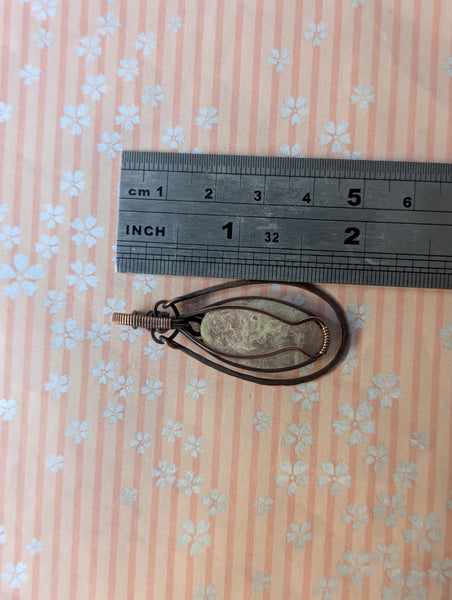 Confetti Sunstone Wire Wrapped Pendant in Oxidized Copper