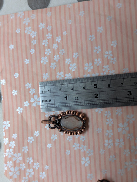 Grey Moonstone Wire Wrapped Oxidized Copper Pendant