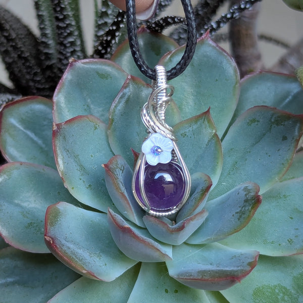 Amethyst Wire Wrapped Sterling Silver Mini Pendant