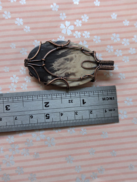 Palm Root Wire Wrapped Pendant in Oxidized Copper