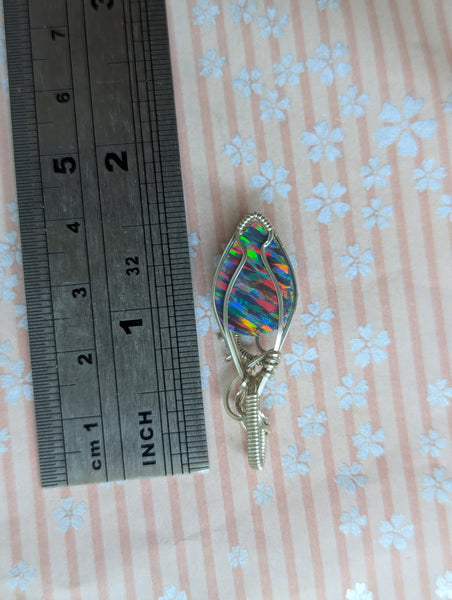 Bello Opal Doublet Wire Wrapped Sterling Silver Pendant