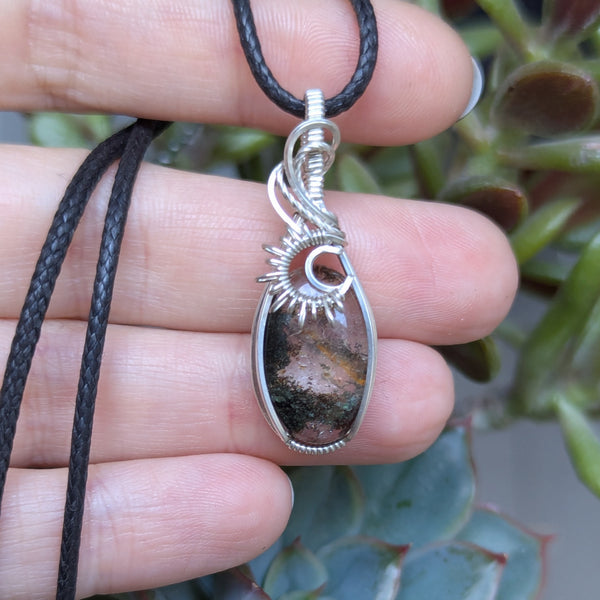 Lodolite Quartz Mini Pendant in Sterling Silver