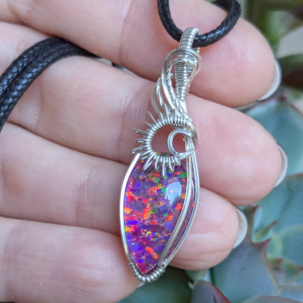 Bello Opal Doublet Wire Wrapped Sterling Silver Pendant