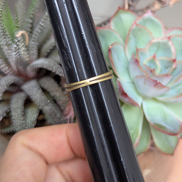 Rainbow Moonstone Size 7.5 Ring in Oxidized Brass