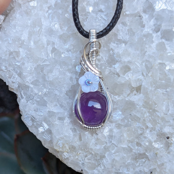 Amethyst Wire Wrapped Sterling Silver Mini Pendant