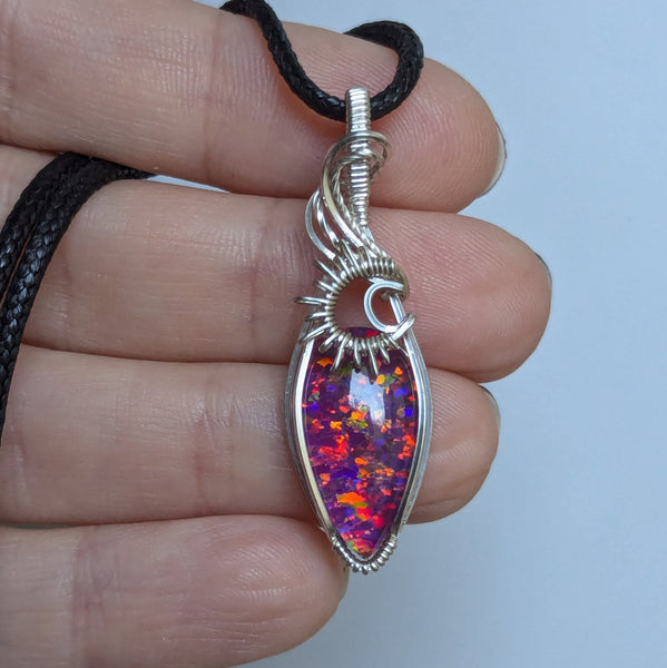 Bello Opal Doublet Wire Wrapped Sterling Silver Pendant