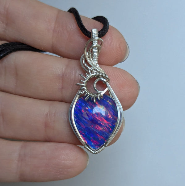 Bello Opal Doublet Wire Wrapped Sterling Silver Pendant