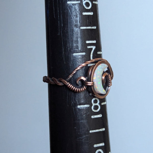 Crescent Moon Size 7.5 Ring in Oxidized Copper