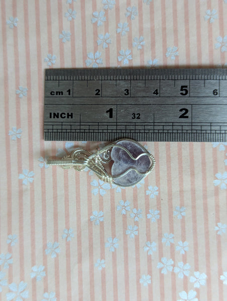 Lepidolite Heart Mini Pendant in Sterling Silver