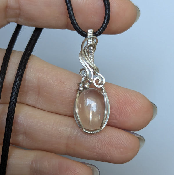 Malawi Moonstone Wire Wrapped Sterling Silver Pendant