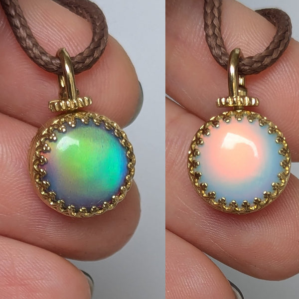 Aurora Opal Reversable Swivel Mini Pendant in Brass