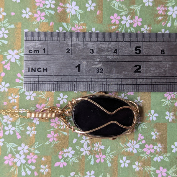 Plume Agate Wire Wrapped Yellow Gold-fill Pendant w/ Chain