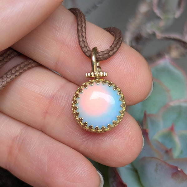 Aurora Opal Reversable Swivel Mini Pendant in Brass