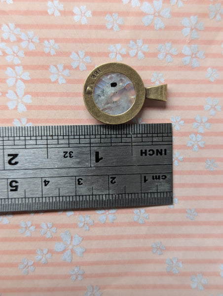 Rainbow Moonstone Pendant in Antique Brass