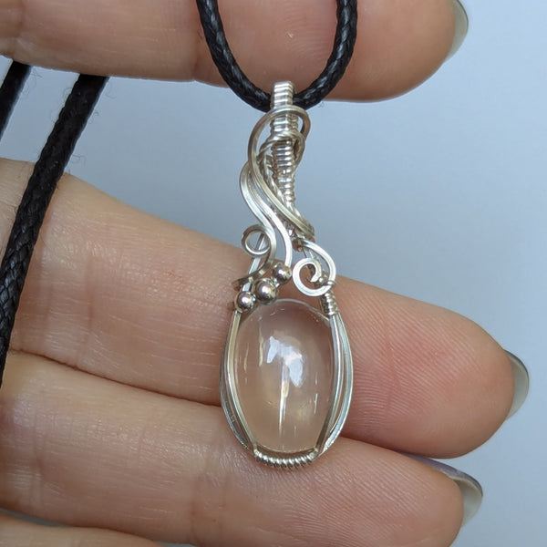 Malawi Moonstone Wire Wrapped Sterling Silver Pendant