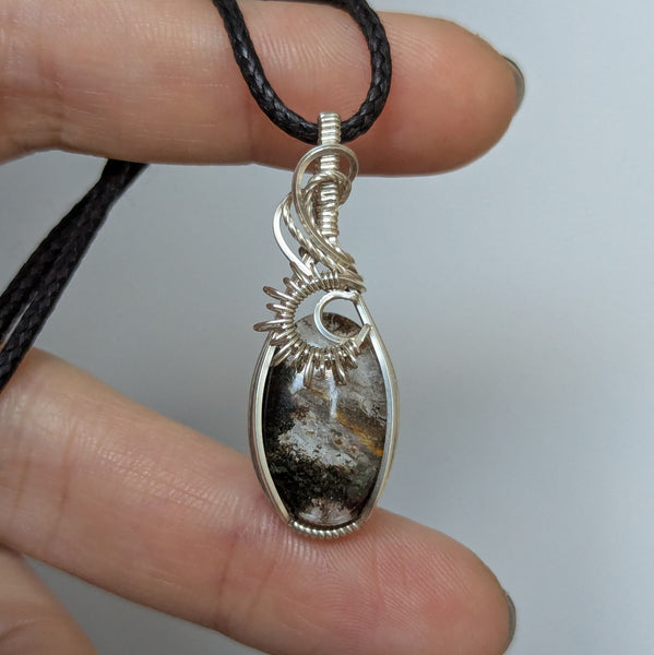 Lodolite Quartz Mini Pendant in Sterling Silver