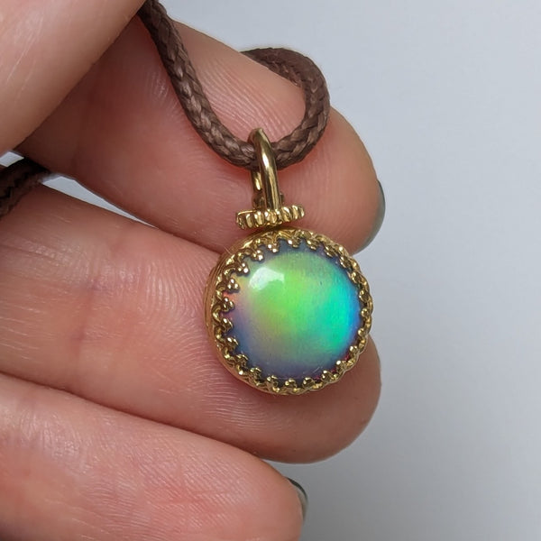 Aurora Opal Reversable Swivel Mini Pendant in Brass