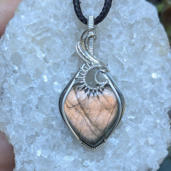 Labradorite Heart Pendant in Sterling Silver