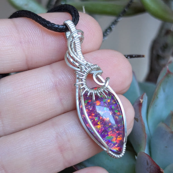 Bello Opal Doublet Wire Wrapped Sterling Silver Pendant