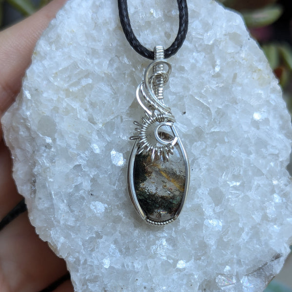 Lodolite Quartz Mini Pendant in Sterling Silver