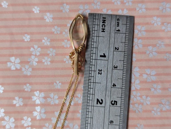 Malawi Moonstone Wire Wrapped Yellow Gold-fill Pendant w/ Chain