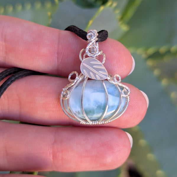 Larimar Mini Pumpkin Pendant in Sterling Silver