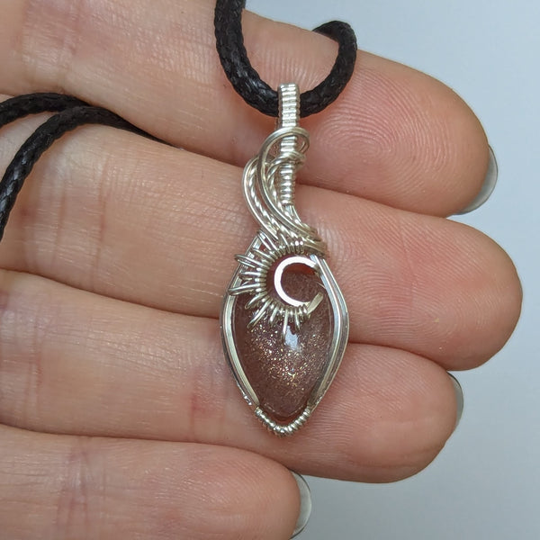 Peach Moonstone Mini Pendant in Sterling Silver