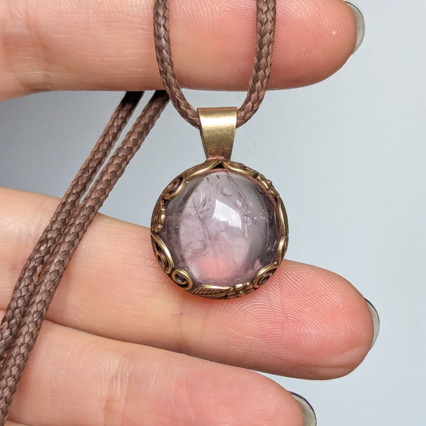 Amethyst Pendant in Antique Brass